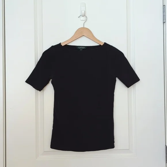 Ralph Lauren Black Boat Neck Top - Picture 3 of 5